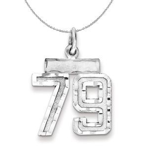 Silver, Varsity Collection, Small D/C Number 79 Necklace - 16 In